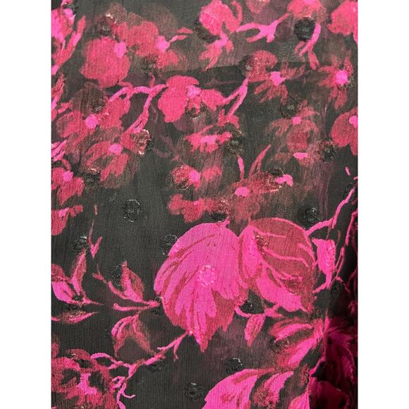 Torrid Womens Sheer Swiss Velvet Dot Floral Top Size 2X Black Pink Fairy Grunge - Picture 5 of 10